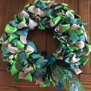 Peacock ribbon wreath! High quality!